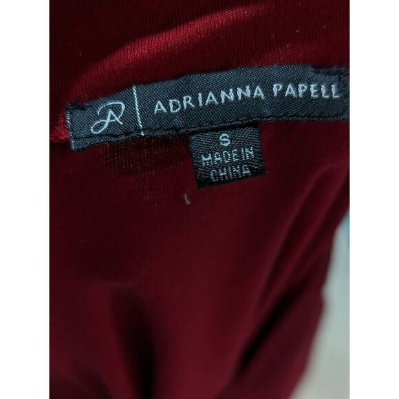 Adrianna Papell Women's Red V-Neck 3/4 Sleeve Asymmetrical Hem Blouse Size S - Picture 3 of 5